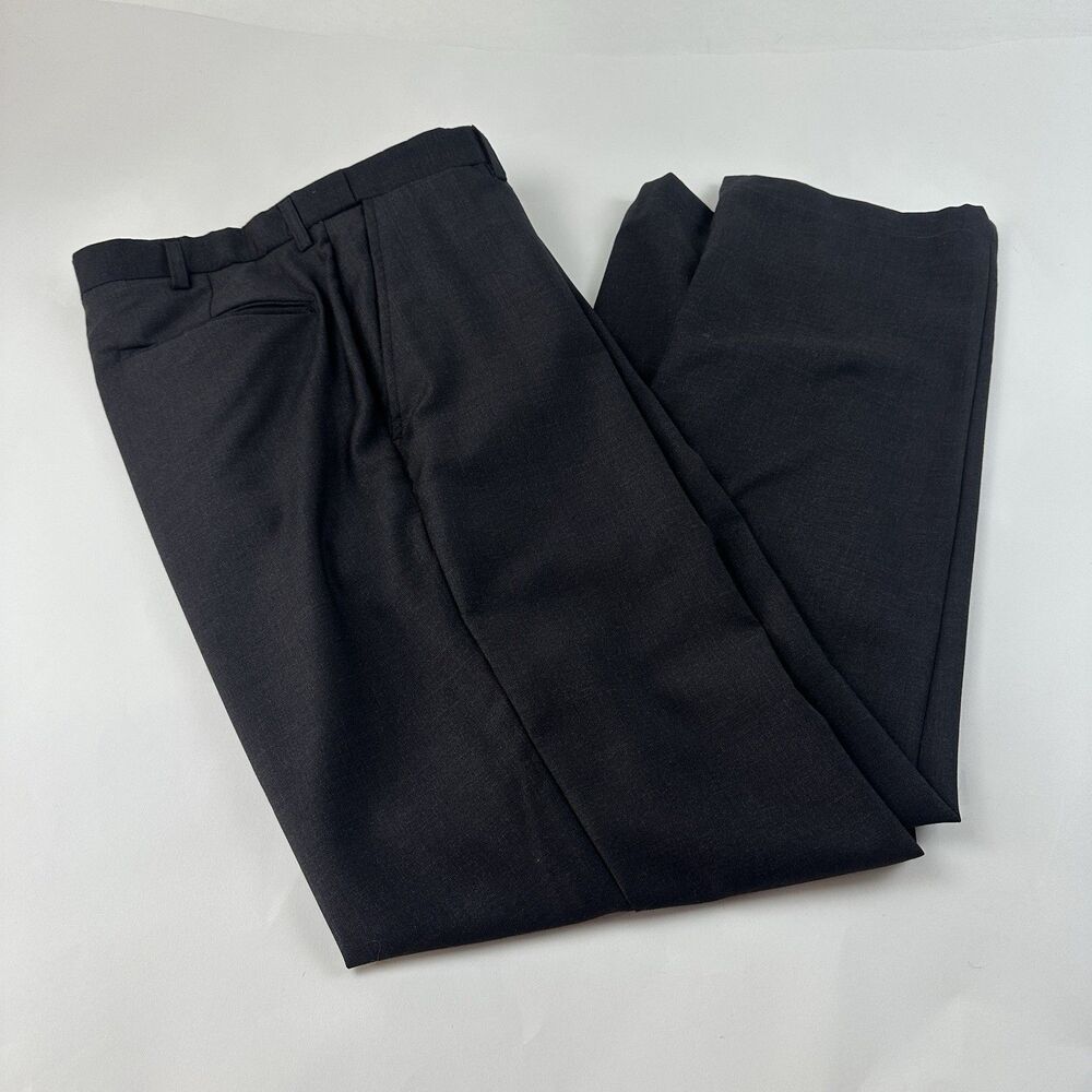 Orvis Men’s Wool Dress Pants sz 36 Charcoal Grey Flat Front Classic Fit Trousers